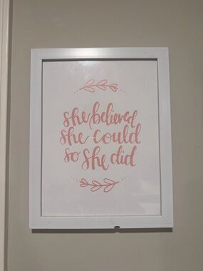 Hobby Lobby Pink Script Wall Art - She Believed She Could